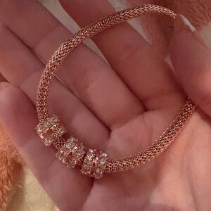 Rose Gold Crystal Mesh Bracelet - Women Jewelry